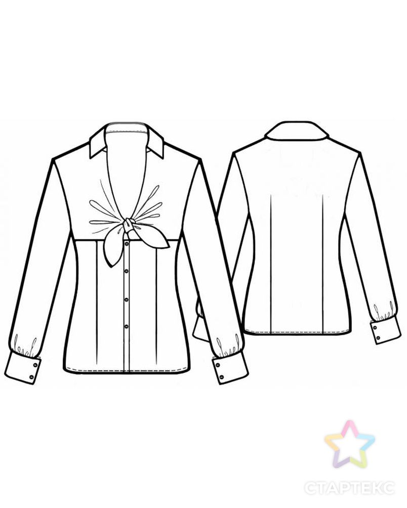 Выкройка: блузка с бантом на груди арт. ВКК-324-1-ЛК0005616 2