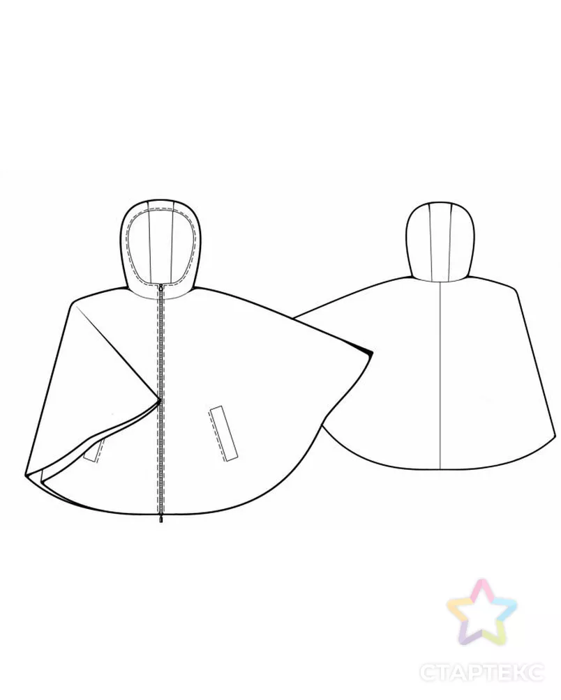 Выкройка: накидка с капюшоном на молнии арт. ВКК-2059-6-ЛК0005713 - рис. 2