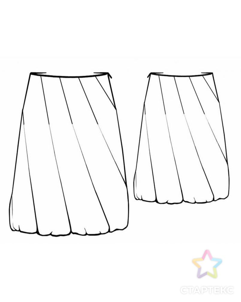 Выкройка: юбка с косыми складками арт. ВКК-1984-1-ЛК0005738 2