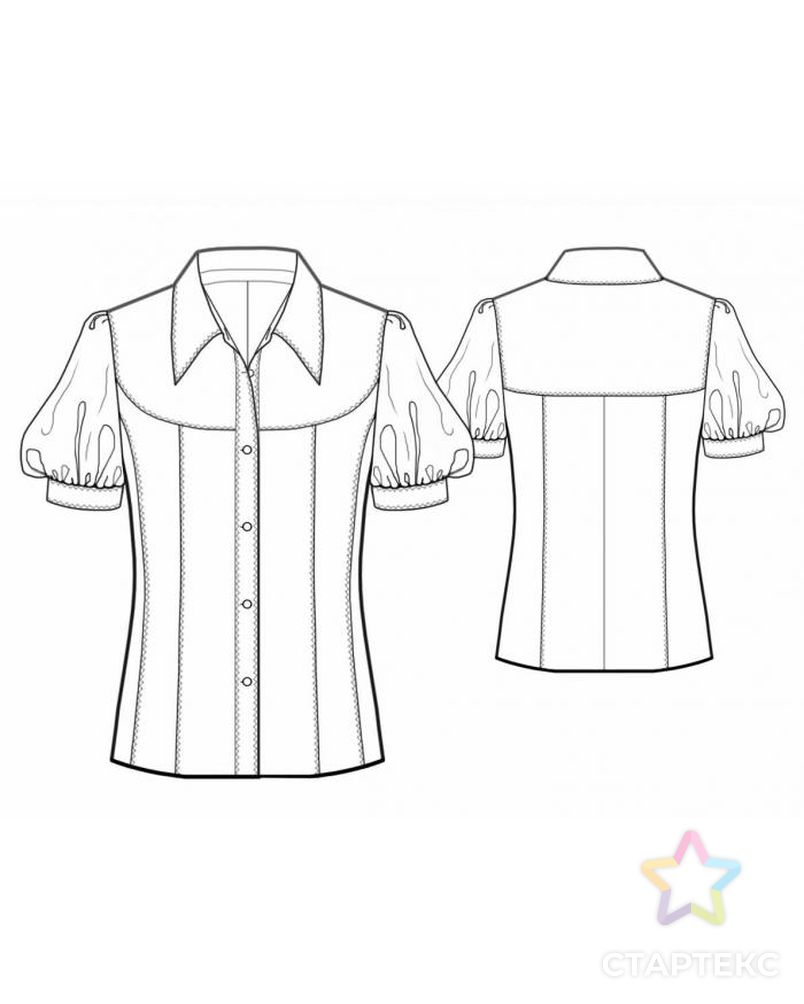 Выкройка: блузка с фигурной кокеткой арт. ВКК-1602-1-ЛК0005743 2