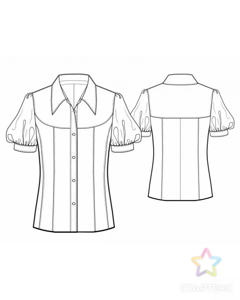 Выкройка: блузка с фигурной кокеткой арт. ВКК-1602-2-ЛК0005743 - рис. 2