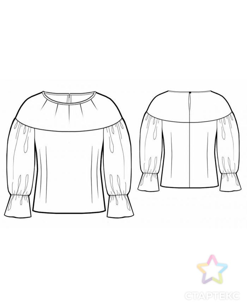 Выкройка: блузка с застежкой сзади арт. ВКК-1952-1-ЛК0005751 2