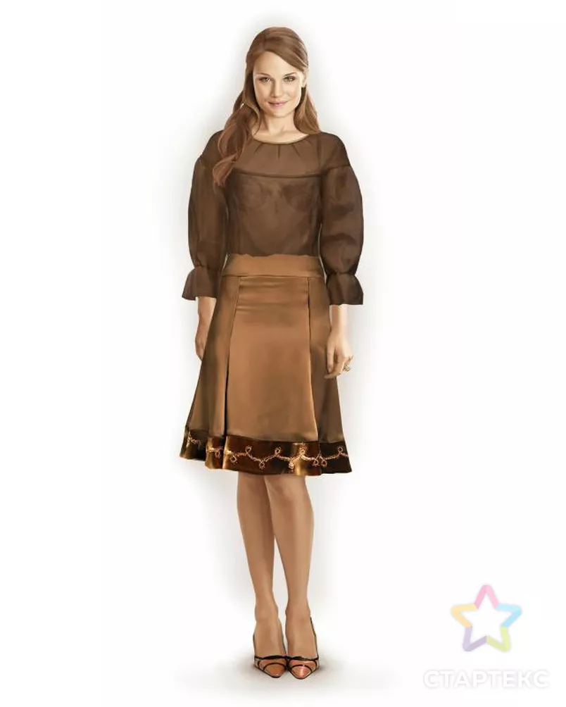 Выкройка: юбка с отделкой арт. ВКК-1925-11-ЛК0005752 - рис. 1