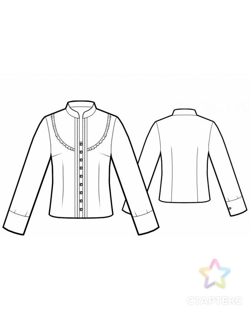 Выкройка: блузка с фигурной кокеткой арт. ВКК-818-1-ЛК0005753