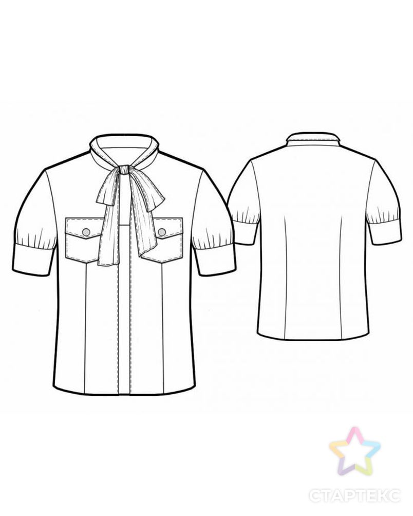 Выкройка: блузка с коротким рукавом арт. ВКК-286-1-ЛК0005761 2