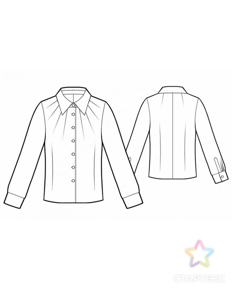 Выкройка: блузка с вытачкой лучами арт. ВКК-1716-1-ЛК0005762