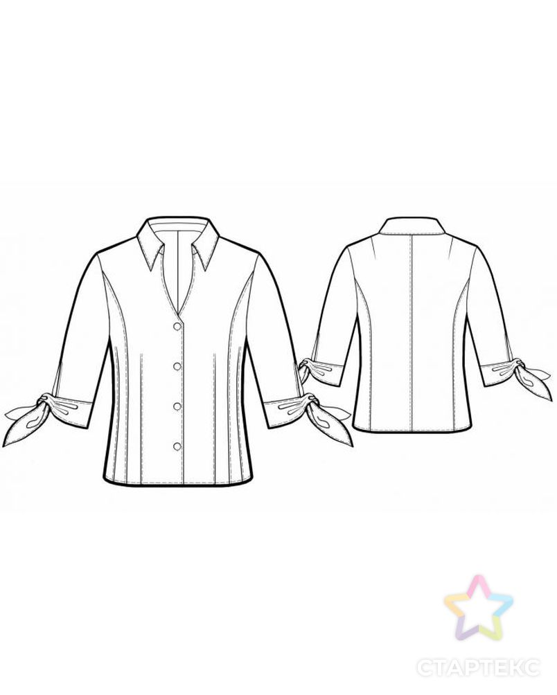 Выкройка: блузка с завязками на рукавах арт. ВКК-1109-1-ЛК0005767