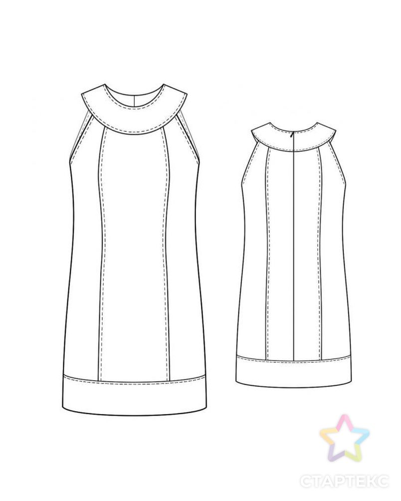 Выкройка: платье с отделкой по горловине арт. ВКК-2095-1-ЛК0005820 2