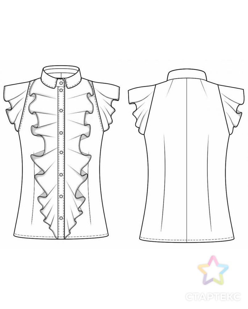 Выкройка: блузка с воланами арт. ВКК-1462-1-ЛК0005827