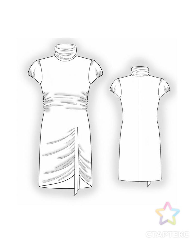 Выкройка: платье с драпированной юбкой арт. ВКК-1021-1-ЛК0005845 2