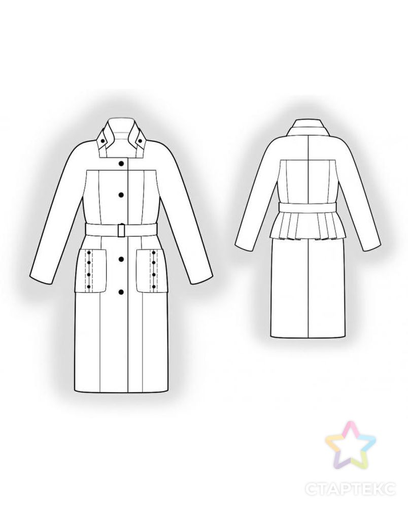 Выкройка: легкое пальто с баской арт. ВКК-264-1-ЛК0005916 2