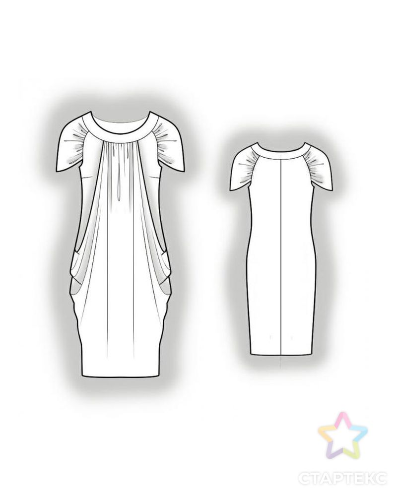 Выкройка: платье трикотажное с драпировкой арт. ВКК-666-1-ЛК0005982 2