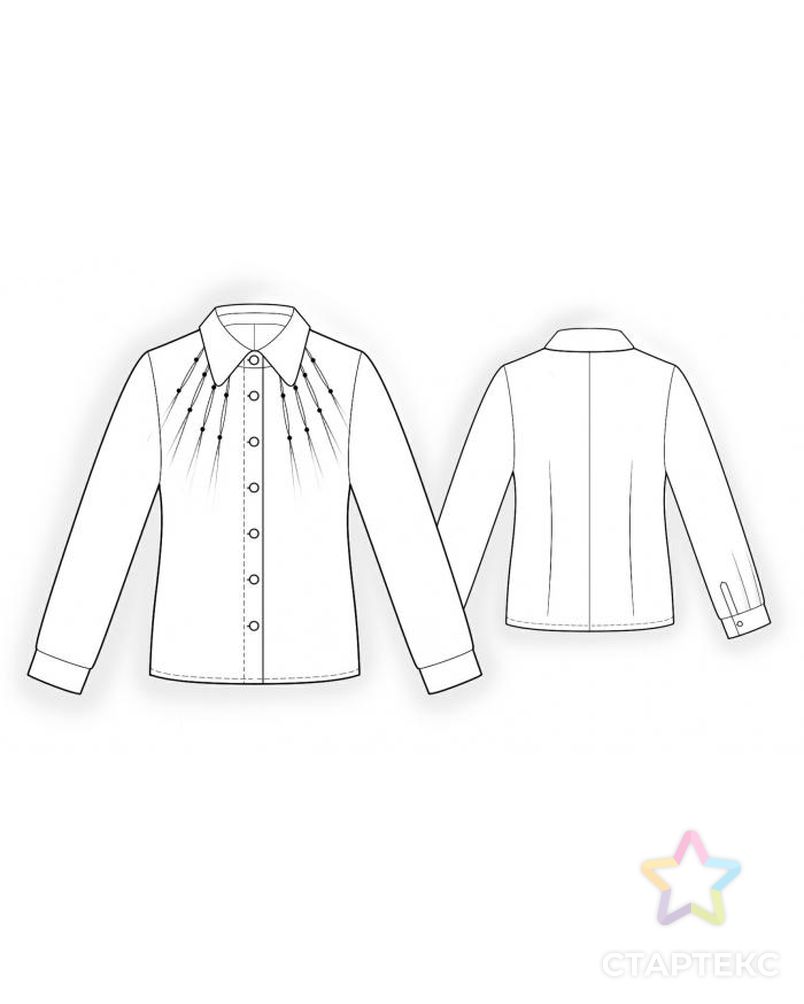 Выкройка: блузка с вытачкой лучами арт. ВКК-769-1-ЛК0005988 2