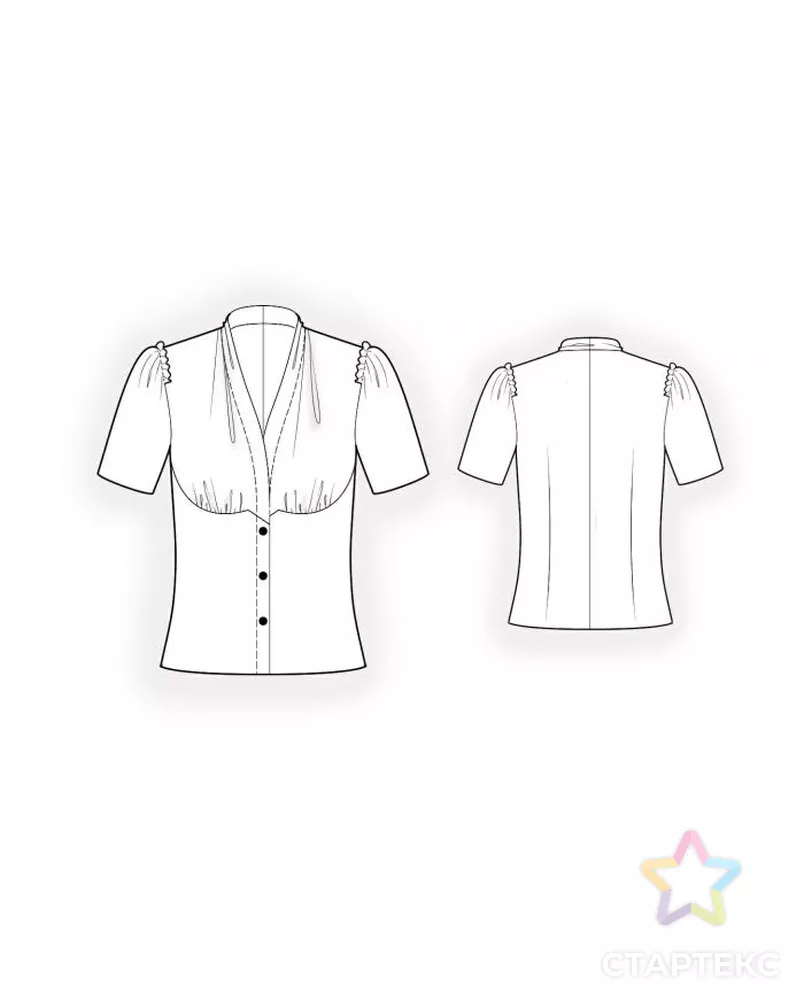Выкройка: блузка с подрезом арт. ВКК-208-7-ЛК0005990 - рис. 2