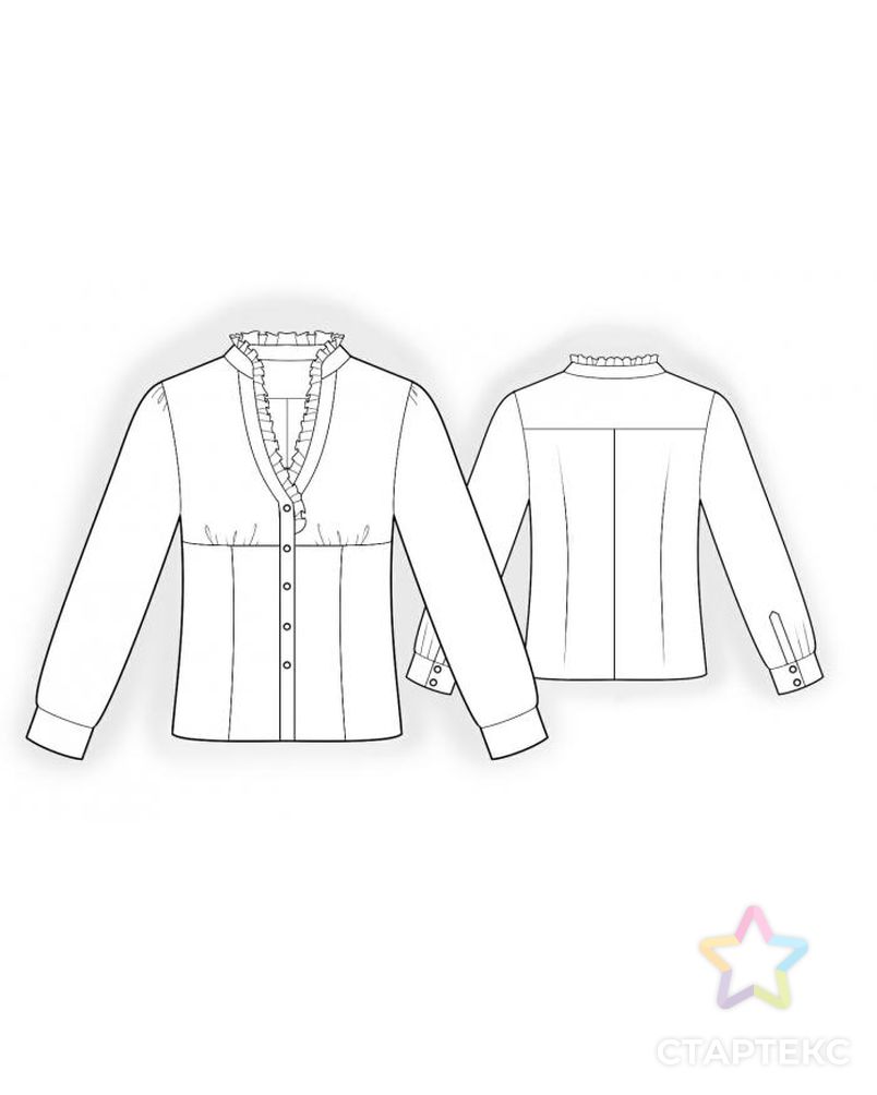 Выкройка: блузка с рюшами арт. ВКК-619-1-ЛК0005999 2