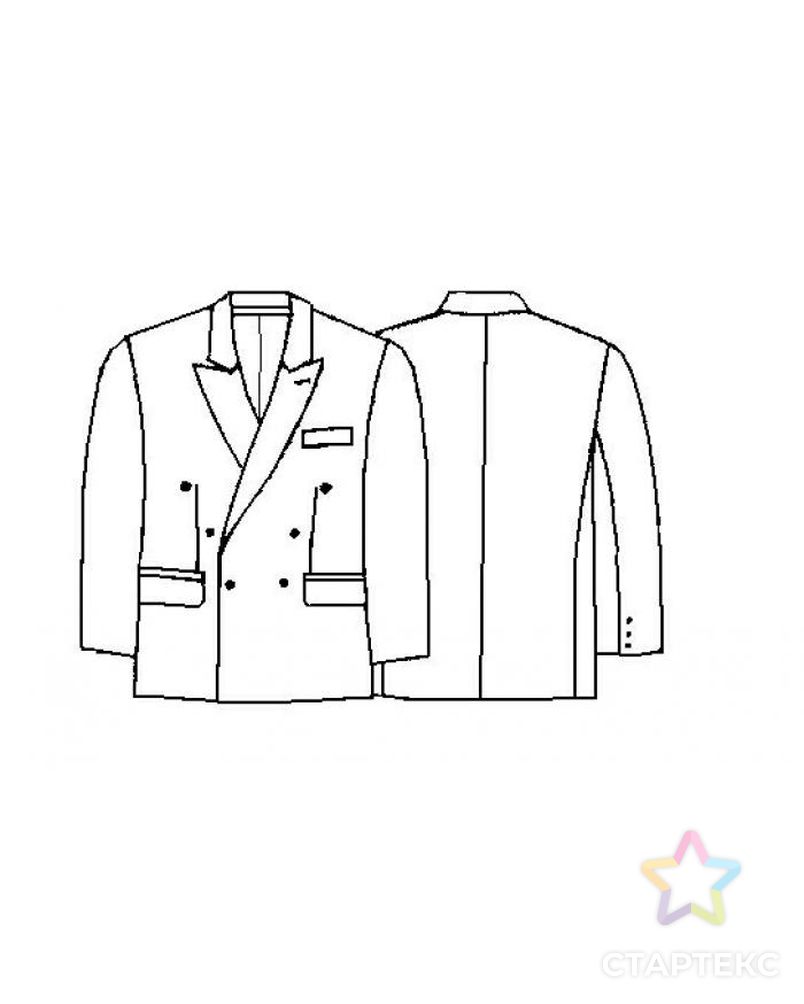 Выкройка: пиджак двубортный арт. ВКК-350-3-ЛК0006020 2