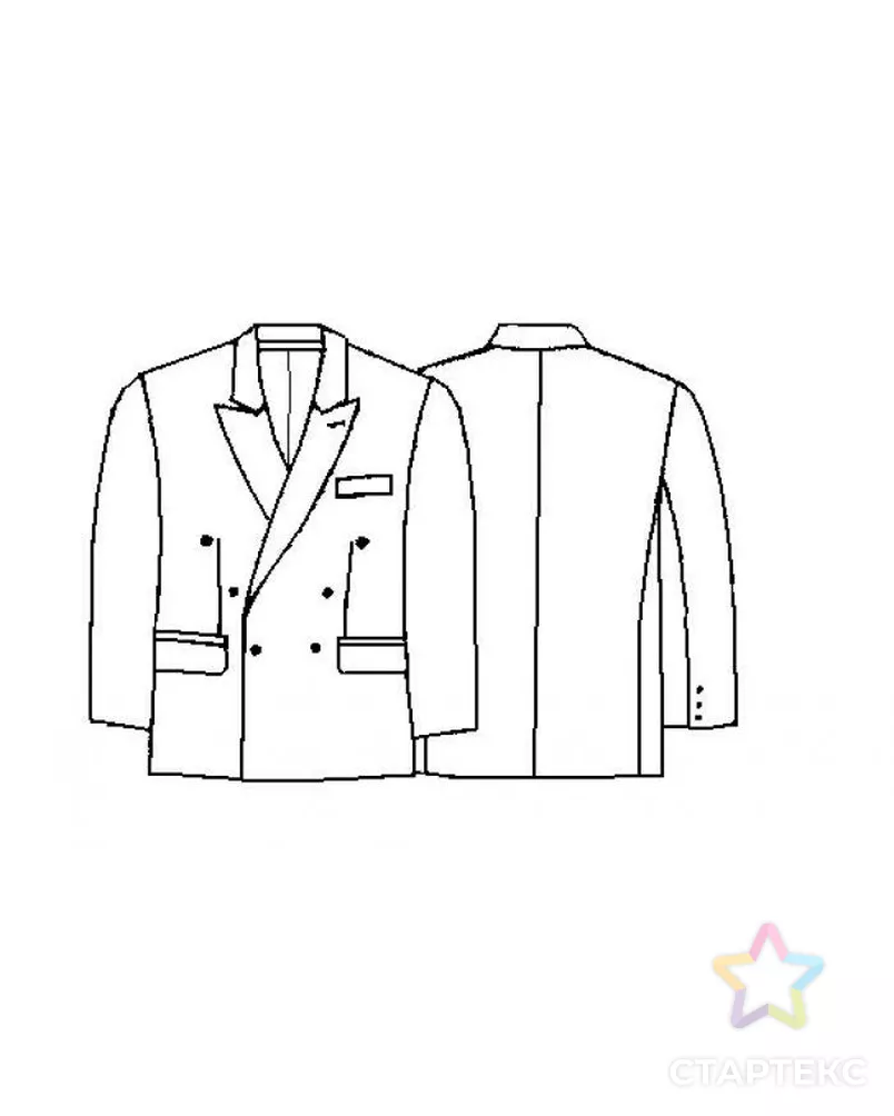 Выкройка: пиджак двубортный арт. ВКК-350-1-ЛК0006020 2