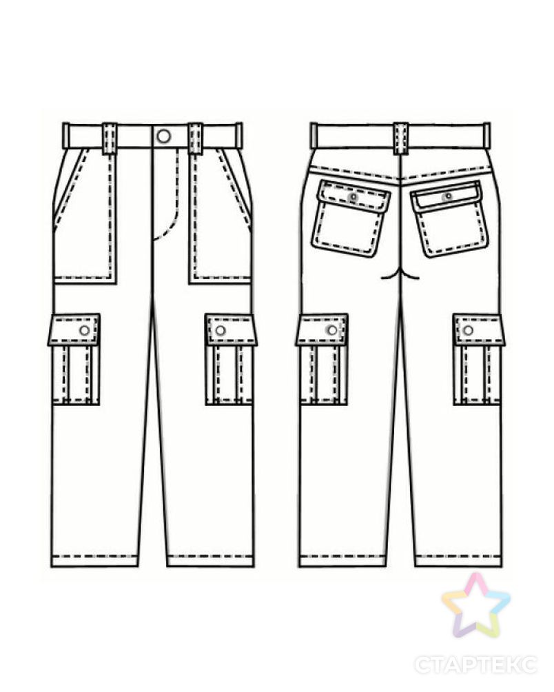 Выкройка: брюки с накладными карманами арт. ВКК-433-5-ЛК0006040