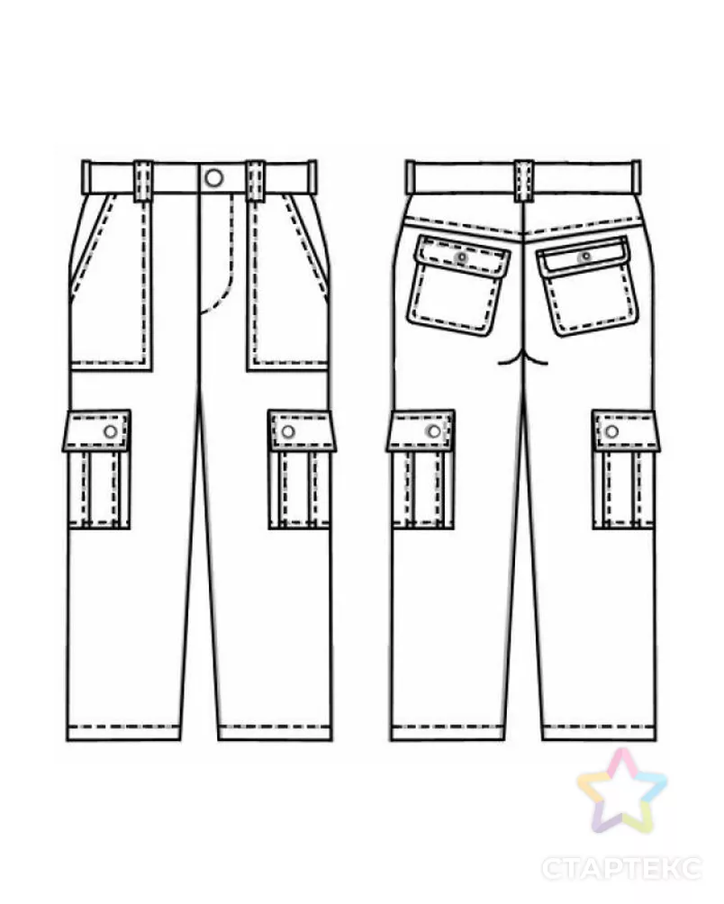 Выкройка: брюки с накладными карманами арт. ВКК-433-10-ЛК0006040 2