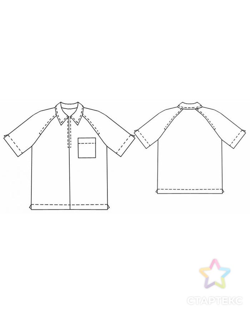 Выкройка: рубашка с коротким рукавом арт. ВКК-838-10-ЛК0006056 2