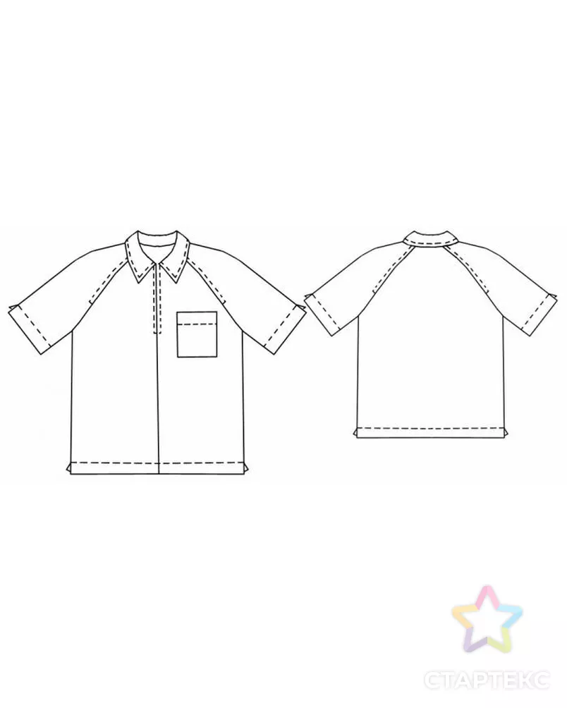 Выкройка: рубашка с коротким рукавом арт. ВКК-838-11-ЛК0006056 2