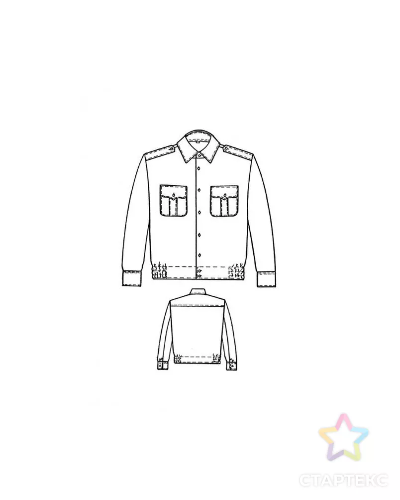 Выкройка: рубашка форменная мужская (тип а) арт. ВКК-991-7-ЛК0006095 2