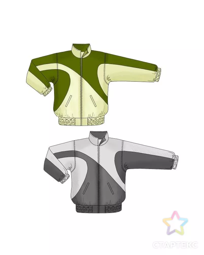 Выкройка: спортивная куртка с асимметричным рисунком арт. ВКК-1791-1-ЛК0006115 1