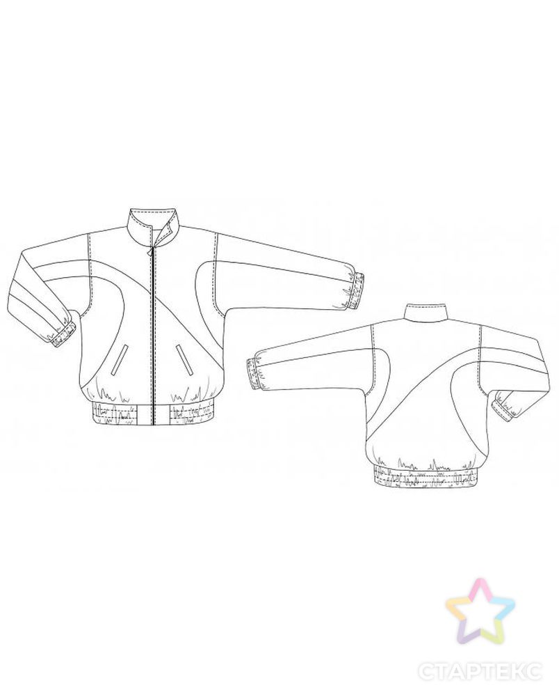 Выкройка: спортивная куртка с асимметричным рисунком арт. ВКК-1791-8-ЛК0006115 2