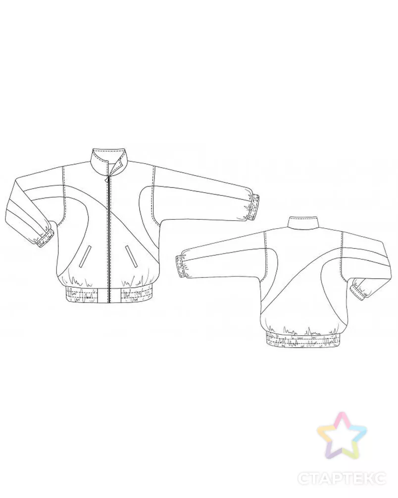 Выкройка: спортивная куртка с асимметричным рисунком арт. ВКК-1791-12-ЛК0006115 2
