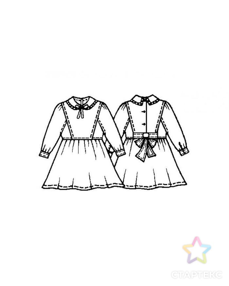 Выкройка: платье с воротничком и манжетами арт. ВКК-1448-1-ЛК0007026 2
