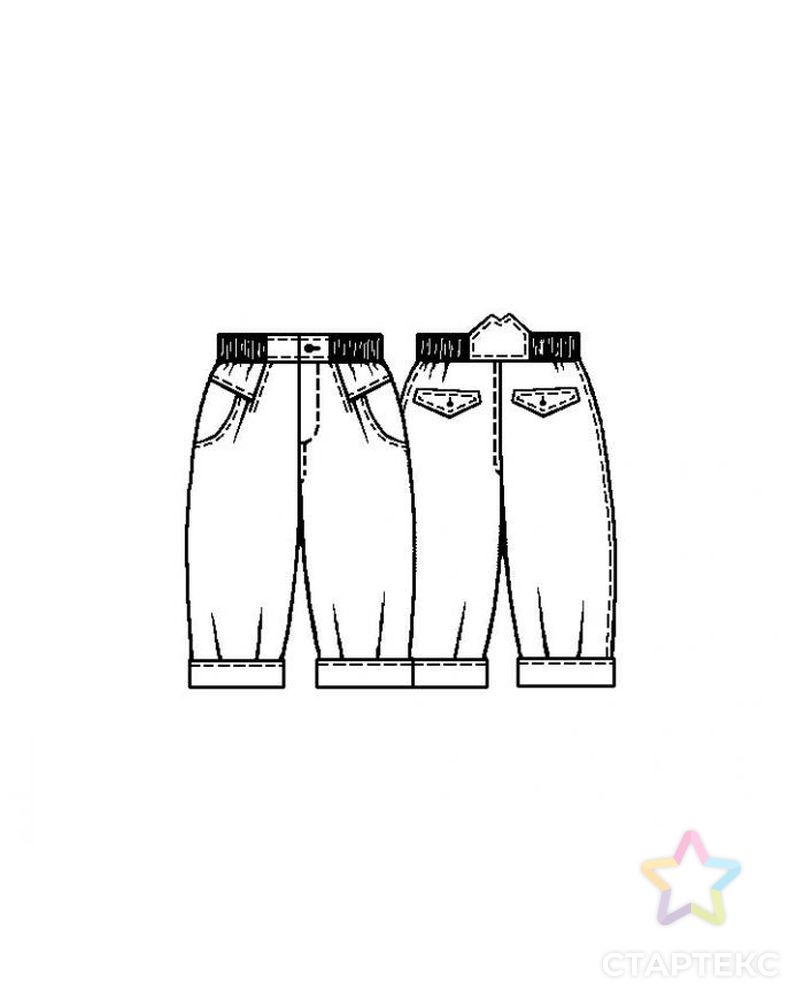 Выкройка: широкие брюки с отворотами арт. ВКК-1983-1-ЛК0007035
