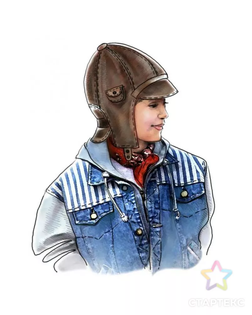 Выкройка: шлем из кожи арт. ВКК-477-12-ЛК0007097 - рис. 1