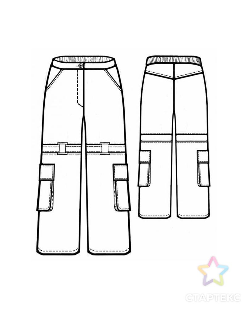 Выкройка: брюки с пряжкой на колене арт. ВКК-1898-1-ЛК0007105