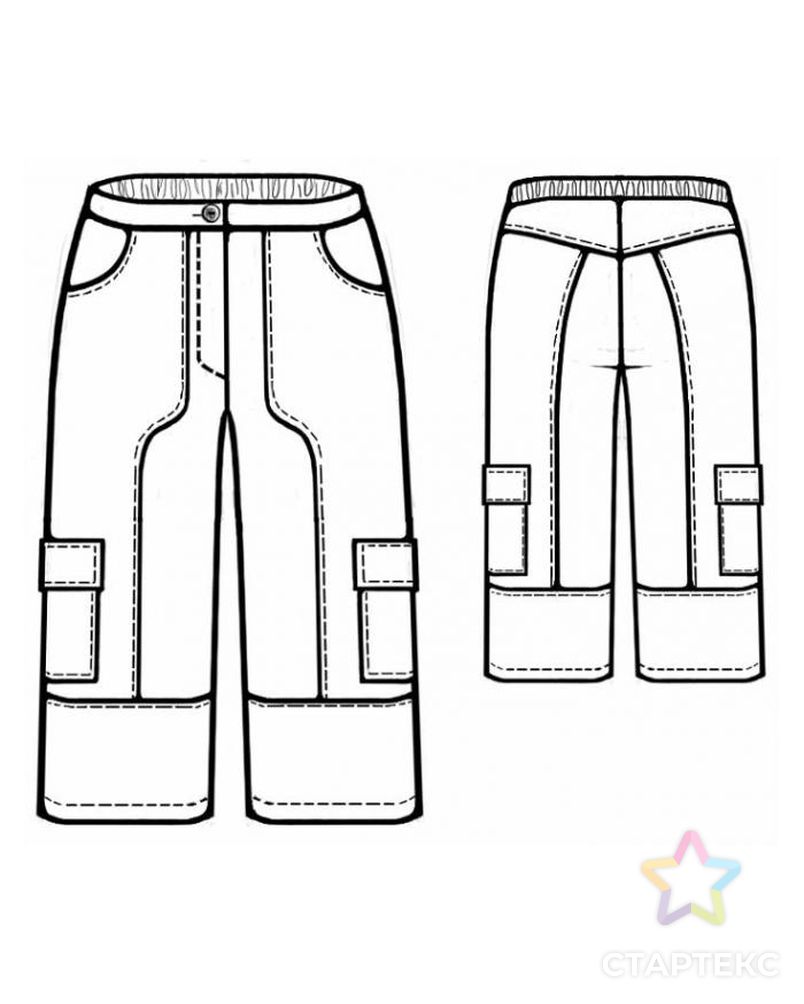 Выкройка: брюки с фигурными рельефами арт. ВКК-522-1-ЛК0007114 2