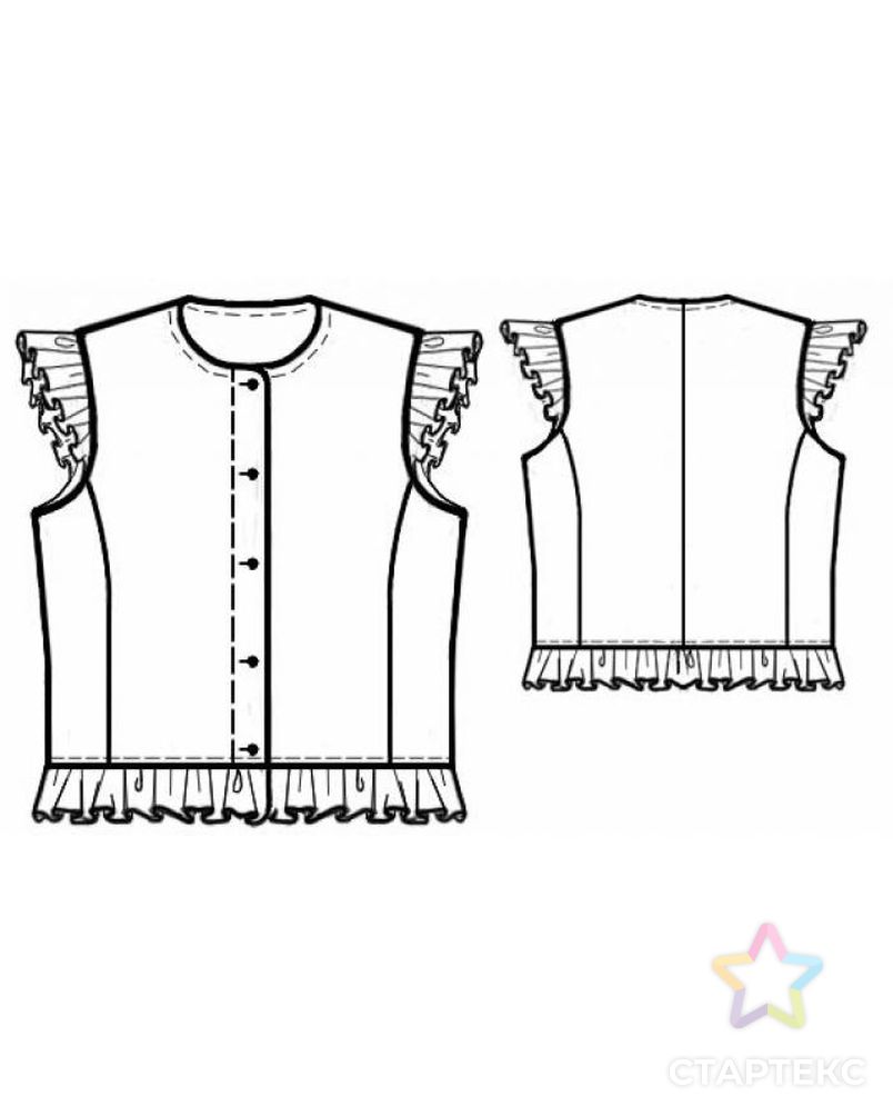 Выкройка: блузка с оборкой арт. ВКК-632-1-ЛК0007116