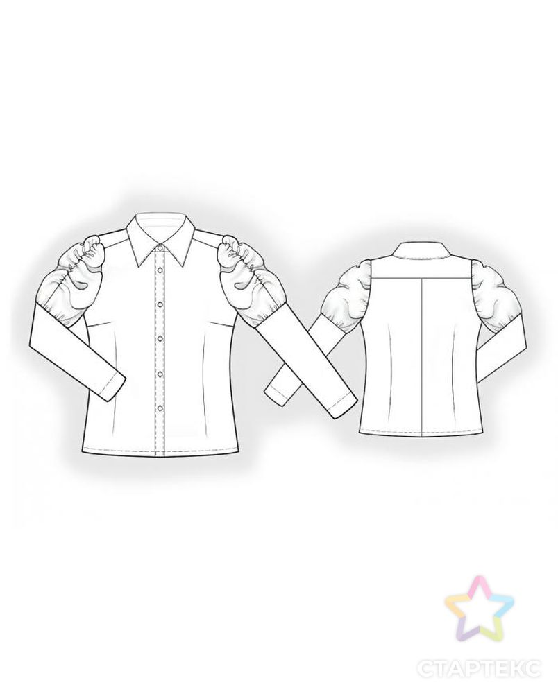 Выкройка: блуза с декоративным рукавом арт. ВКК-361-1-ЛК0007191 2