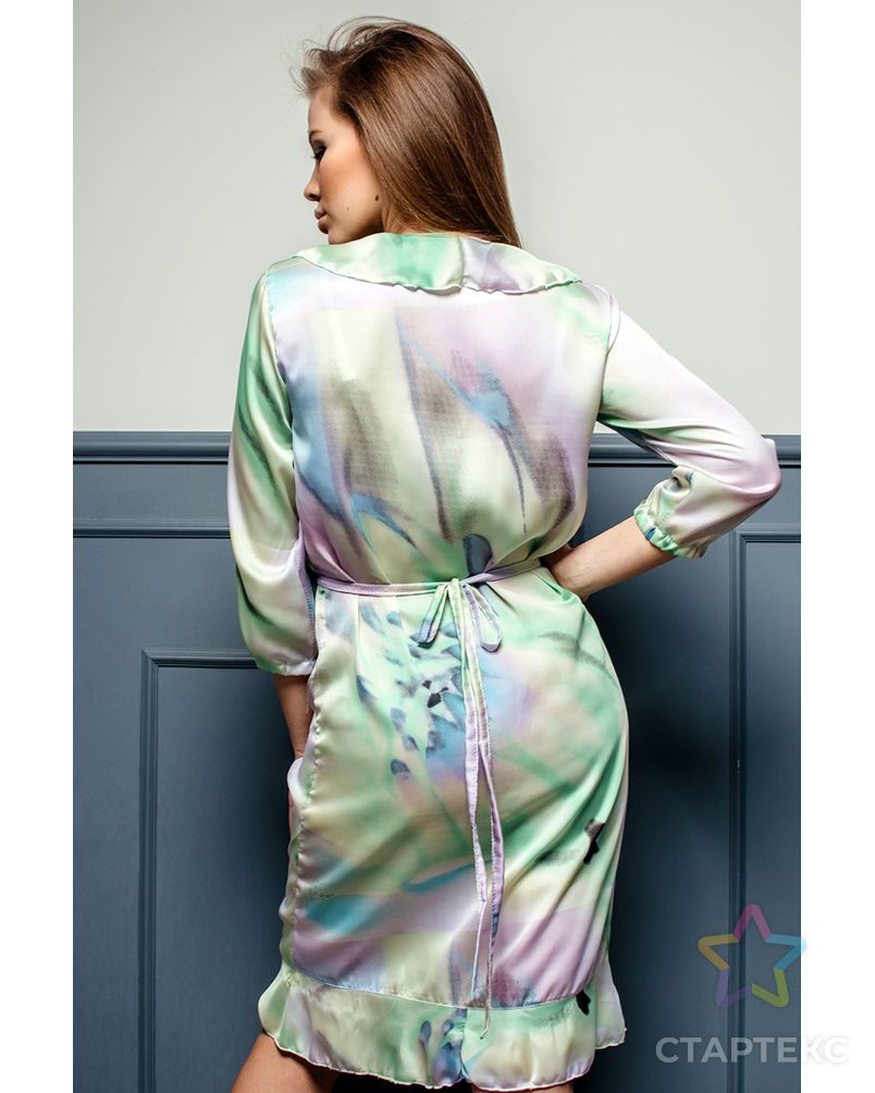 Атласное платье П 186 (Зелёная акварель) арт. ОПМД-107-3-ОПМД0063649 2