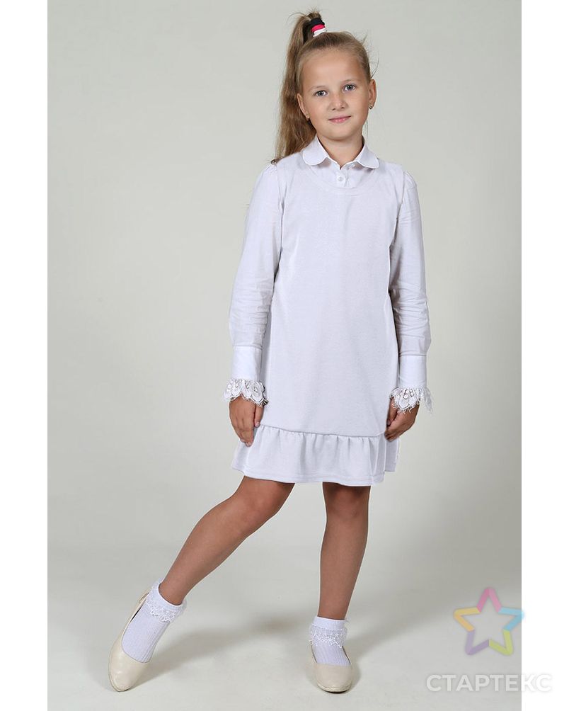 Детское платье с воланом ДП 012 (Белый) арт. ОПМД-546-2-ОПМД0065221 1