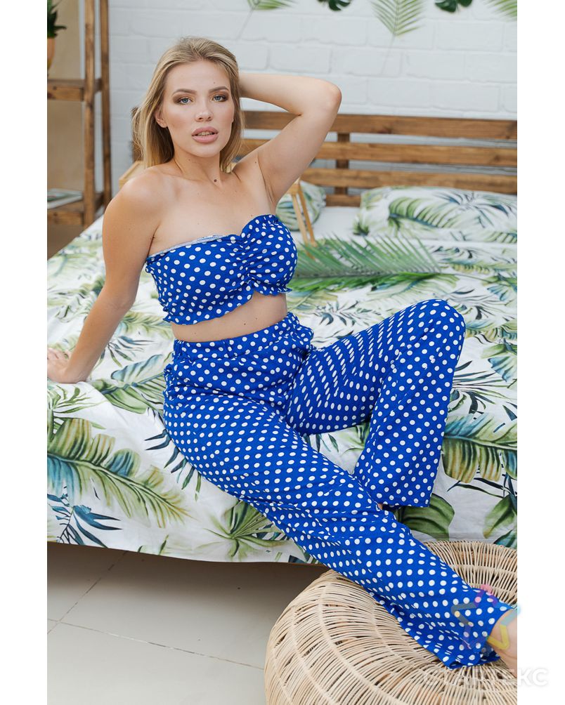 Пижама с брюками ПЖ 015 (Горошек на синем) арт. ОПМД-350-2-ОПМД0067187 1