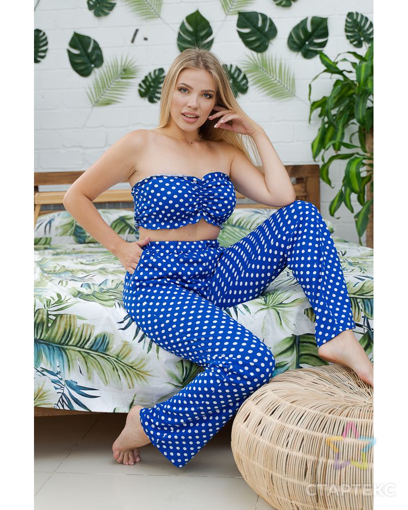Пижама с брюками ПЖ 015 (Горошек на синем) арт. ОПМД-350-3-ОПМД0067188 4