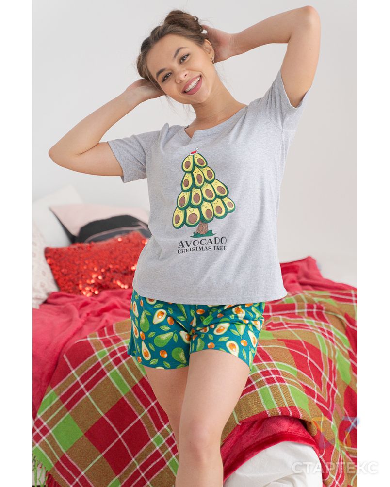 Пижама с шортами ПЖ 018 (Ёлка из авокадо) арт. ОПМД-404-2-ОПМД0069625