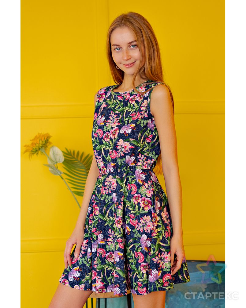 Платье с юбкой солнце П 284 (Розовые цветы) арт. ОПМД-543-1-ОПМД0072493 1