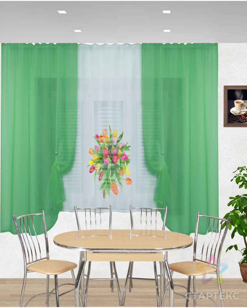 Комплект штор для кухни "Ника" зелёный арт. ТЮ-2-1-1489.001