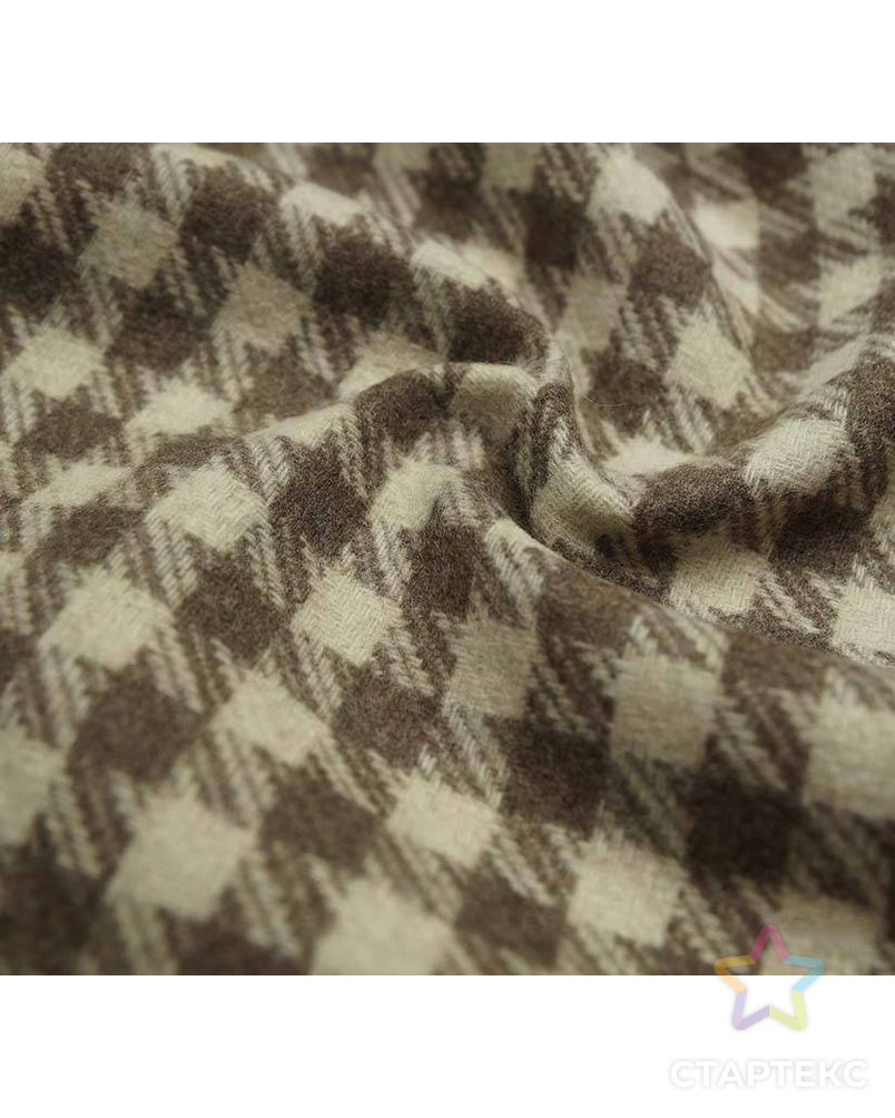 Ткань пальтовая шерстяная, гусиная лапка бежево-коричневого цвета арт. ГТ-2616-1-ГТ0047396