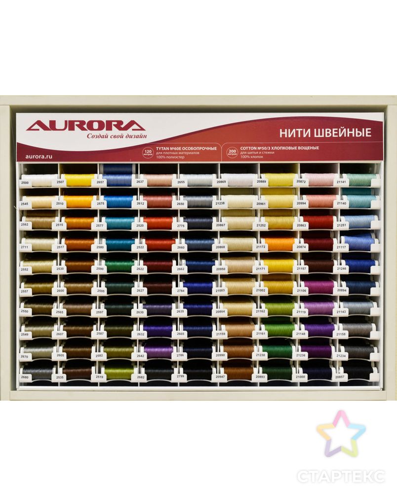 Стенд для специализированных нитей Aurora Tytan 60E и Cotton 50/3 арт. СВКТ-4937-1-СВКТ0023678 1