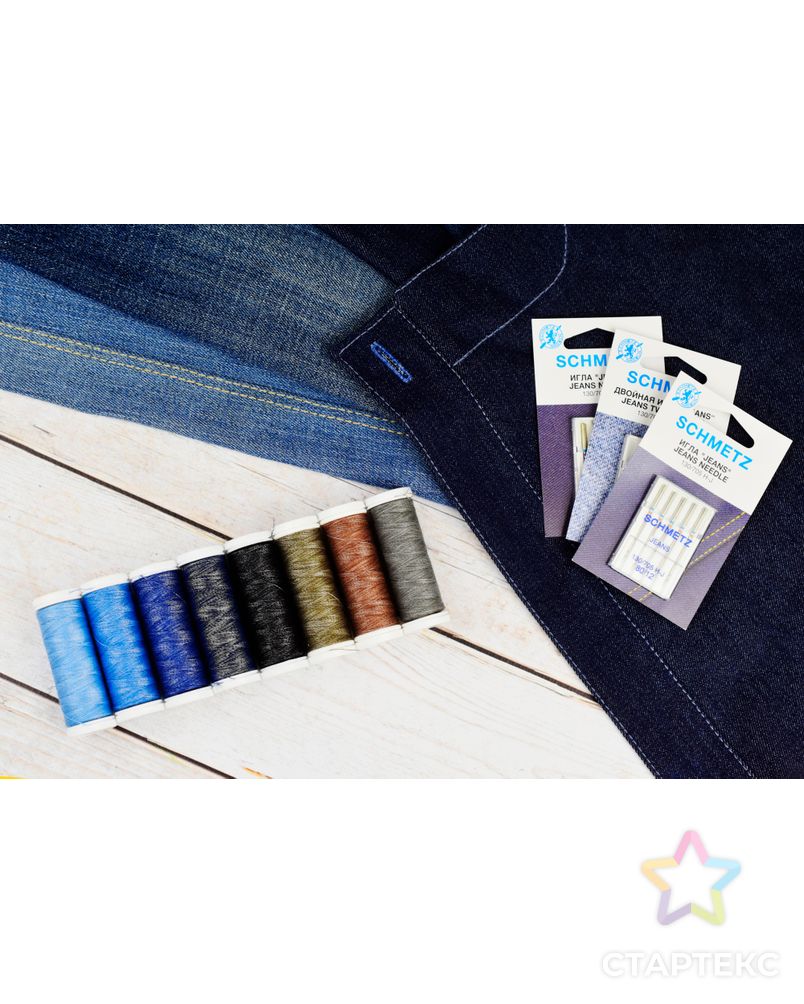 Нитки швейные двухцветные для джинсы Nokton № 80C Aurora арт. СВКТ-9518-1-СВКТ0076114 4