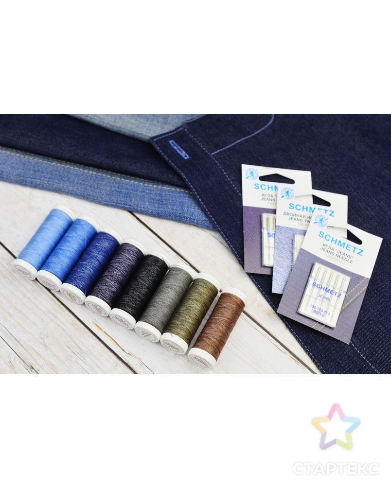 Нитки швейные двухцветные для джинсы Nokton № 80C Aurora арт. СВКТ-9518-1-СВКТ0076114 5