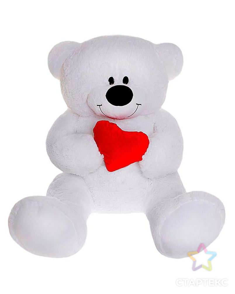 Мягкая игрушка «Мишка» с сердцем, 105 см, цвет белый арт. СМЛ-110203-1-СМЛ0001010242 1