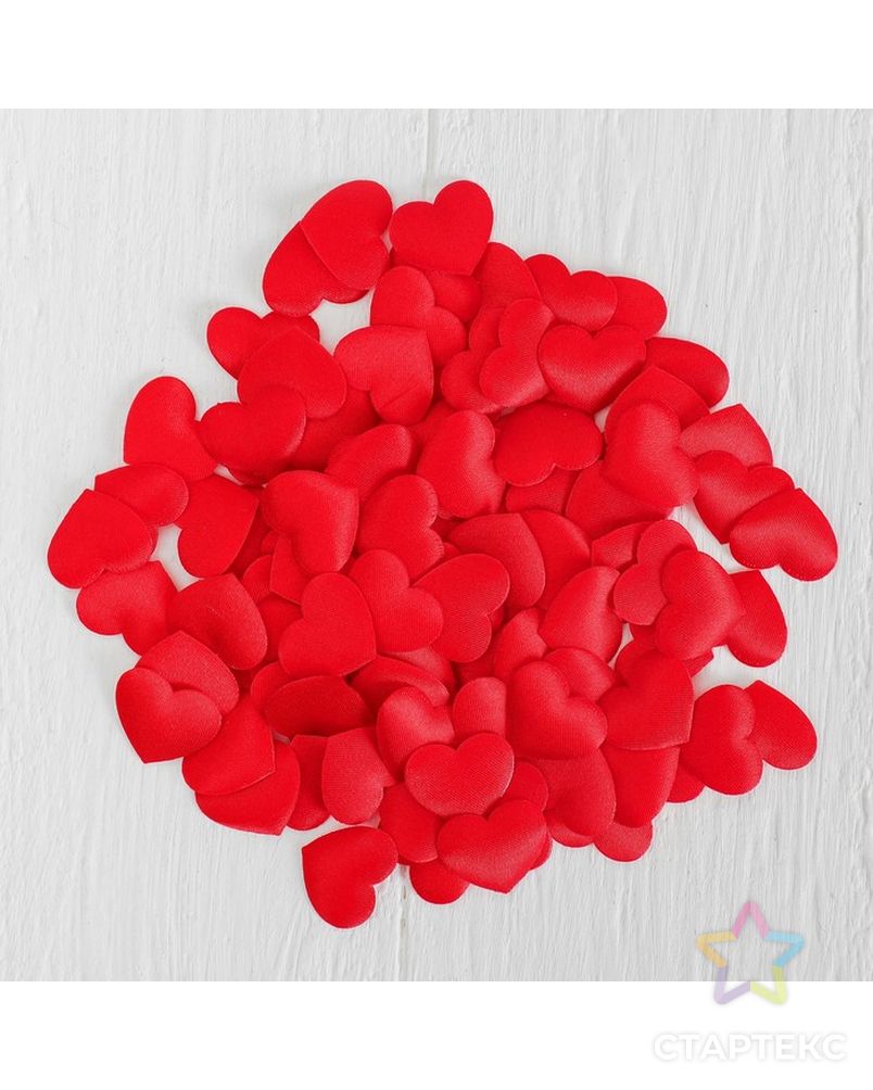 Сердечки декоративные, набор 100 шт., 2 см, цвет красный арт. СМЛ-110-1-СМЛ1014117