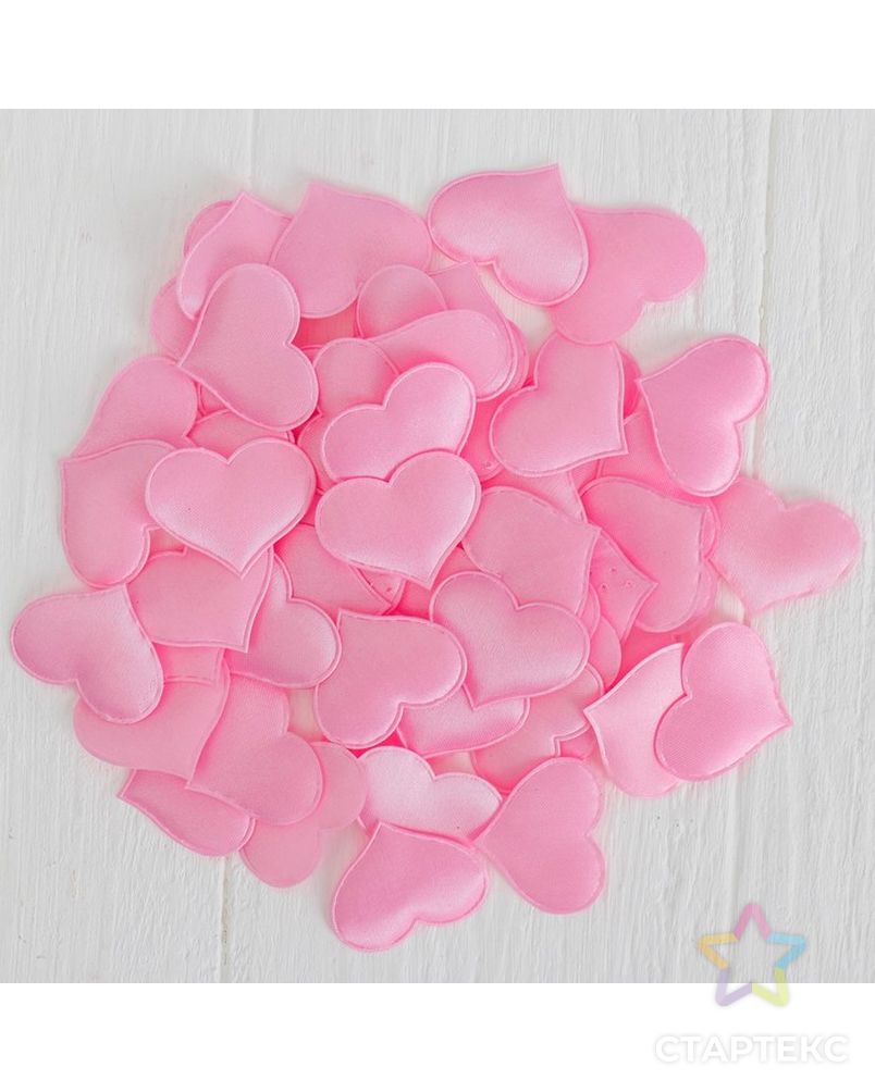 Сердечки декоративные, набор 50 шт., 3,2 см, цвет розовый арт. СМЛ-112-1-СМЛ1014120 2